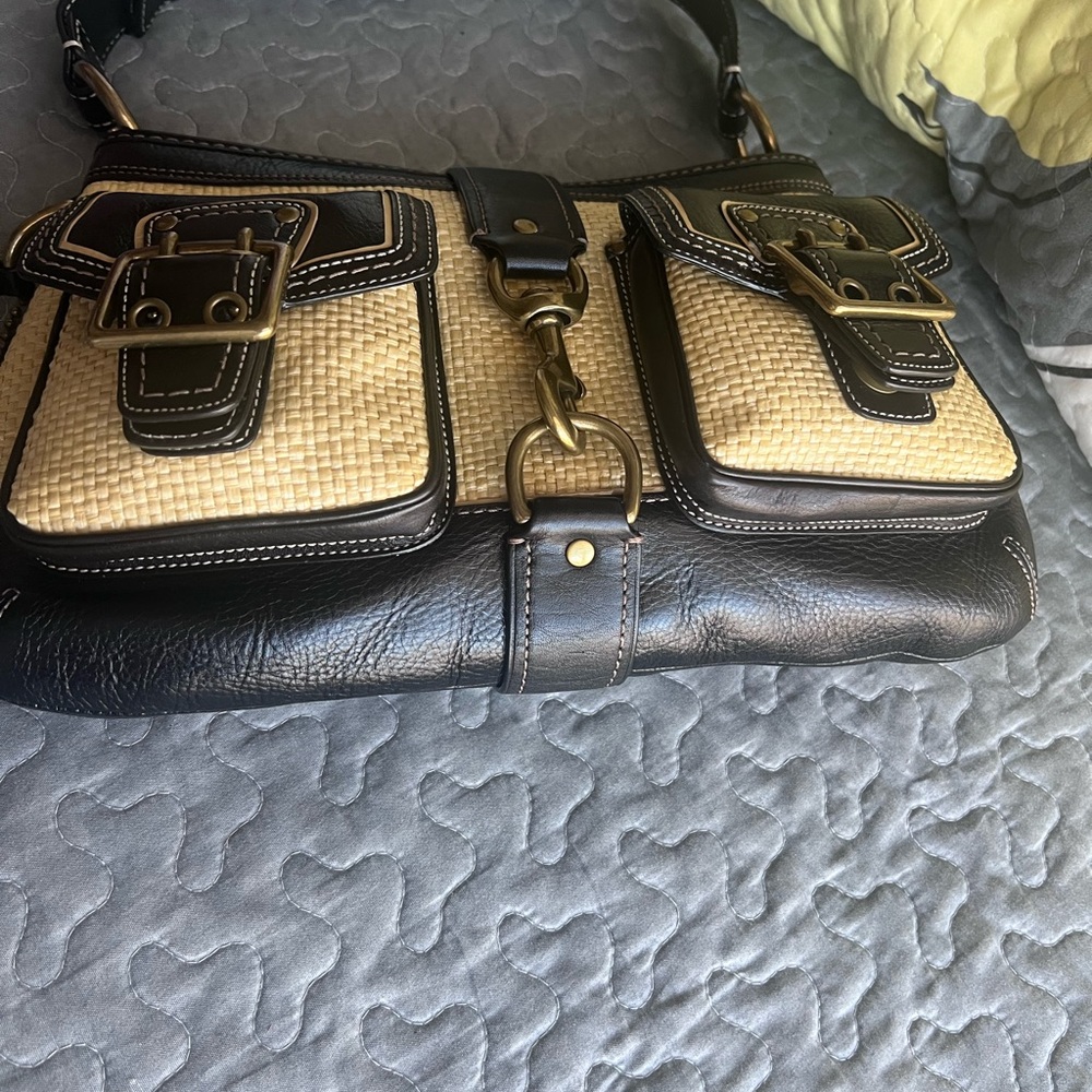Coach legacy Leather and Straw Shoulder Bag - Picture 3 of 16